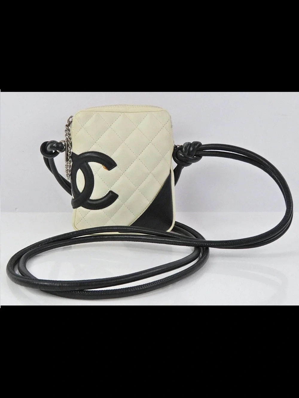 Chanel Two-Tone Quilted Crossbody Bag in Cream and Black
